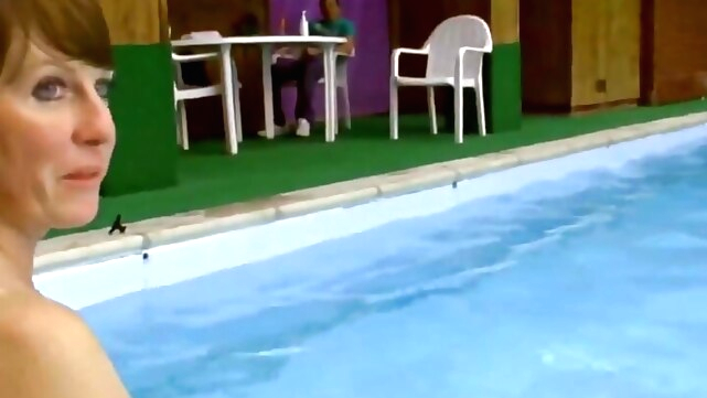 Shelly, Alan and Lucy pool fun at real couples xxx milf video
